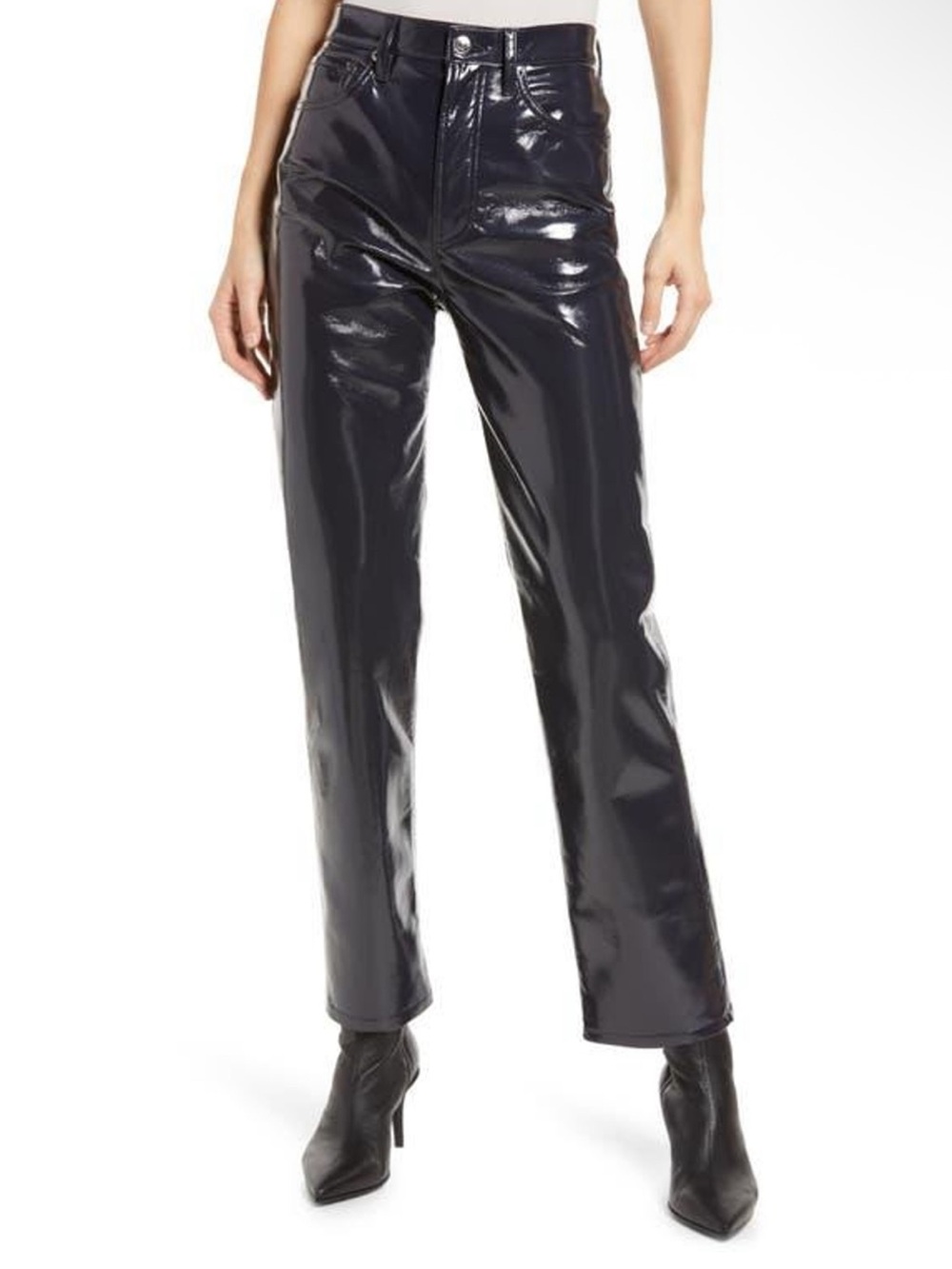 Agolde Recycled Leather 90's Pinch Waist in Shadow Patent A164-1351 size 31